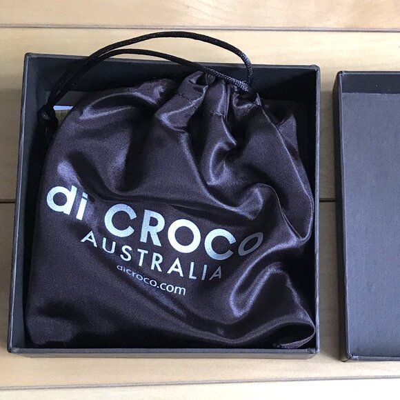 Brand New Australian di CROCO Crocodile Skin Pebbles Silver Necklace Pouch & Box - Picture 3 of 4